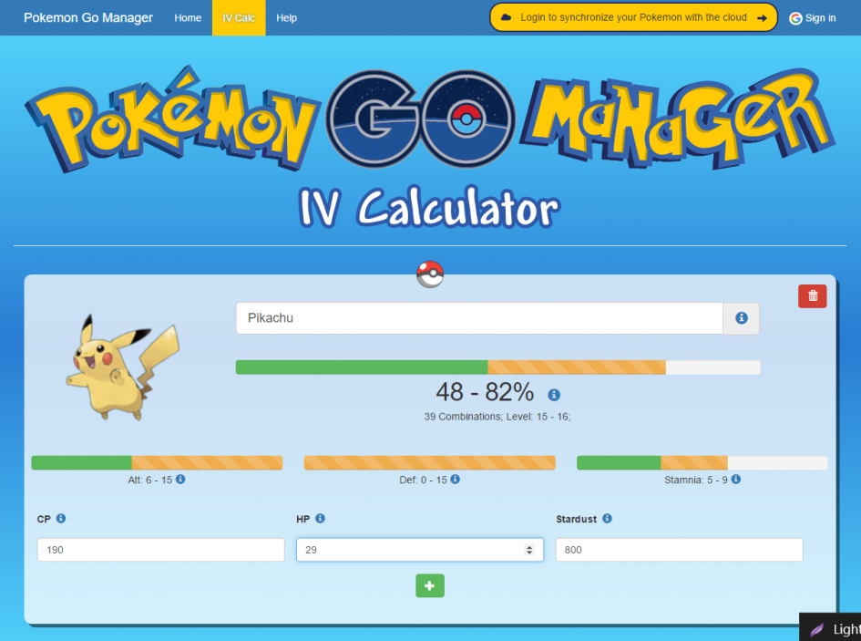 Pokemon Go Manager - IV Calculator